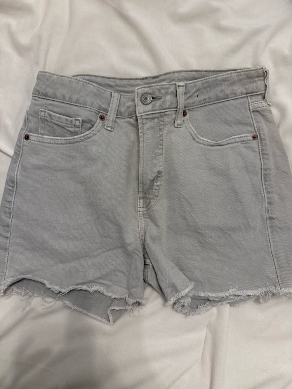 Old Navy Light Gray Frayed Hem Denim Shorts